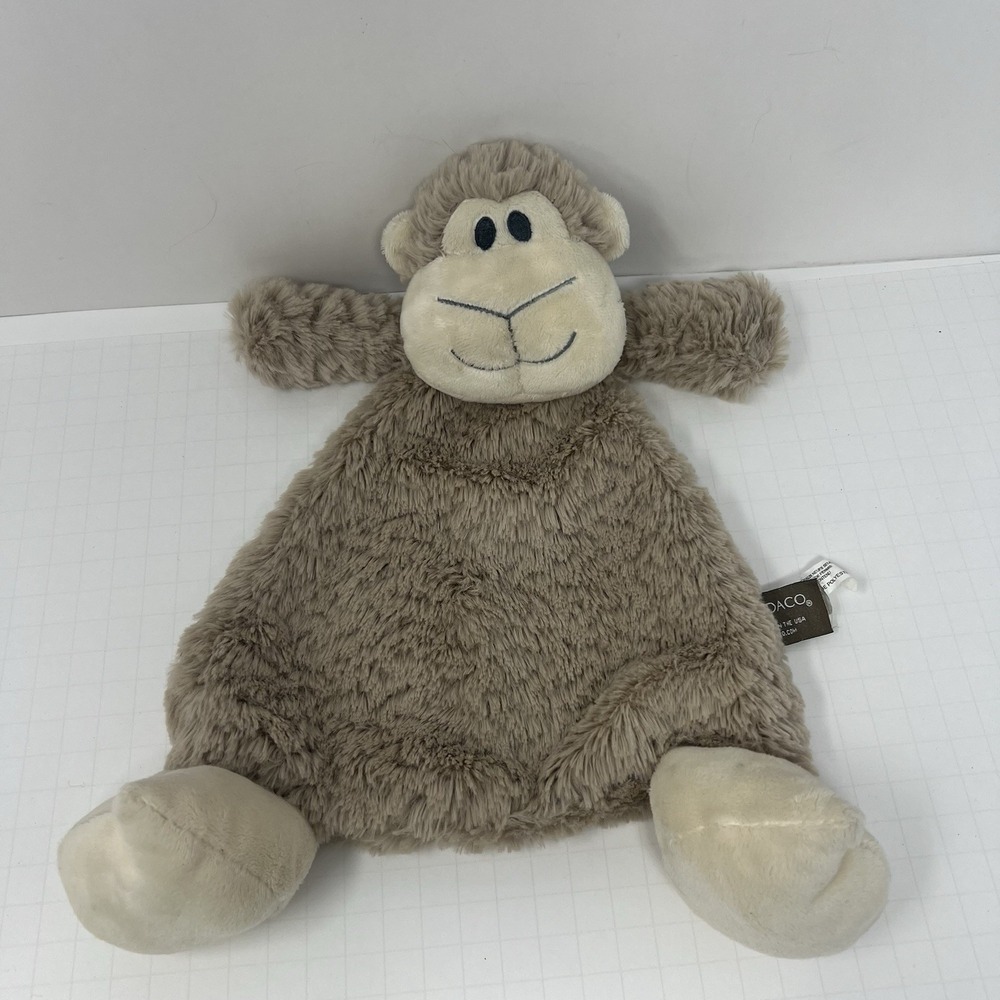 Demdaco Monkey Lovey 12 inch Brown Rattle Security Blanket Plush Toy